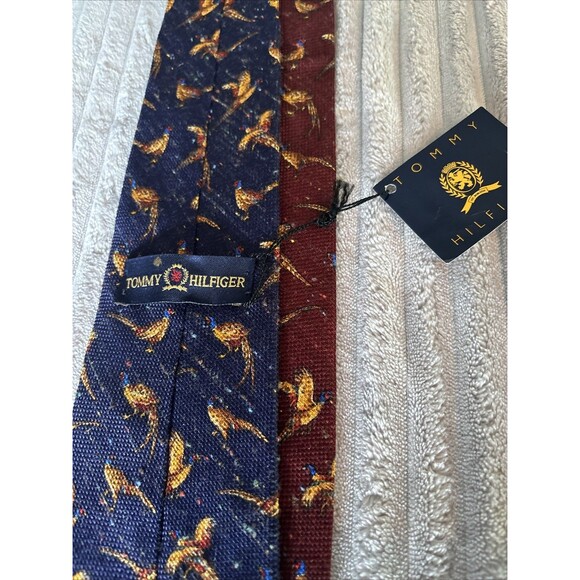 Vintage Tommy Hilfiger Two Tone Blue/Maroon Mens Neck Tie Made In USA Pheasants - Picture 9 of 16